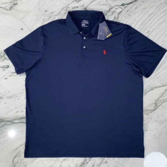 Polo Ralph Lauren Performance Polo Shirt XXL Navy Classic Fit UPF 50+ - Picture 1 of 12